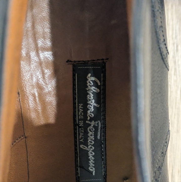 Salvatore Ferragamo Black Leather Oxford Lace Boots. Size 8.5 Men - Picture 5 of 6